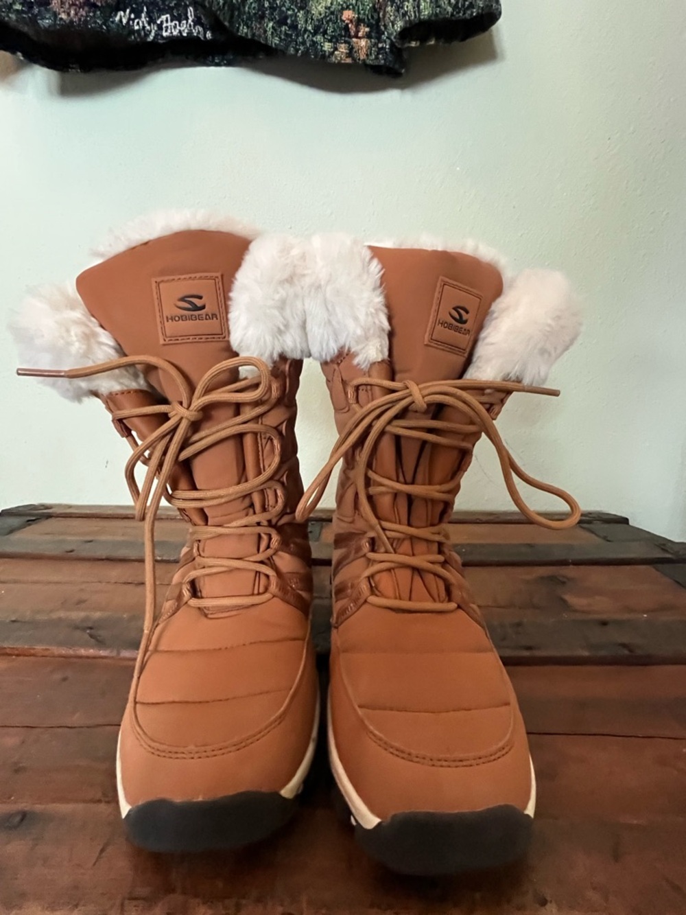 Hobibear Women’s tan Winter Snow Boots Faux Fur Lining Size EU 38 US 8